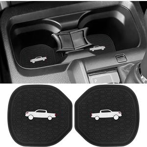 2PCS Cup Holder Coaster for Toyota Tacoma 2016 2017 2018 2019 2020 2021 2022 2023 Accessories,Silicone Cup Inserts Interior Mats (White)