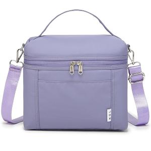 NOL Natural Organic Lifestyle Insulated Lunch Bags for Women Cooler Bag Lightweight Nylon Waterproof Lunch Box For Work (Light purple, Medium(normal))