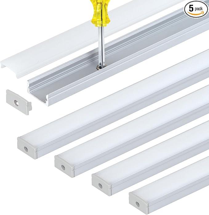 Armacost Lighting LED Tape Light Mounting Channel, Easy Surface Mount, Silver, with Pre-Drilled Holes, 6-Pack 960057N