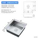 MENATT 18"x18" Undermount Single Bowl Bar Sink 304 Stainless Steel Brushed