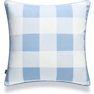 Hofdeco Coastal Patio Indoor Outdoor Pillow Cover ONLY for Backyard, Couch, Sofa, Baby Blue Buffalo Check, 20"x20"