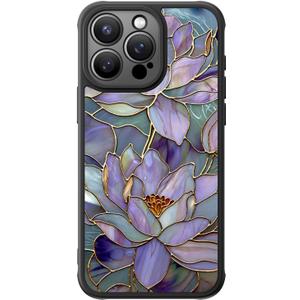 FUNMIKO for iPhone 14 Pro Max Case Military-Grade Protection & Wireless Charging - Trendy Floral Design for Women Girls, Non-Slip Matte Phone Cover with Shockproof Corners - Dreamy Lotus