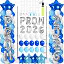2 Sets Graduation Balloon Column Stand Kit with Balloons Prom Send off 2026 Grad Prom Themed Decor Sky Blue White Blue Balloon Tower Stand for Floor Grad School & College Celebration Party Supplies, 11 inches