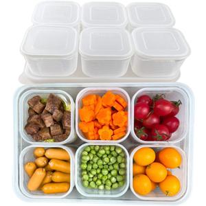 Food Storage Containers with Lids Airtight 6PCS Removable Individual BPAFree Plastic Food Containers for Pantry Organization and Storage, Stackable Meal Prep Containers Reusable