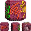 Sensory Activity Cube with 10 Strings - Anxiety Relief Fidget Toy for Children/Adults, Autism ADHD Focus, Compact Stress Reducer for Travel (red)