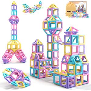 Toddler Girl Toys, Magnetic Tiles Basic Set, Birthday Gifts Ideas for Girls Age 3-5, Magnetic Building Blocks, Magnet STEM Montessori Toddler Kids Christmas Toys Gifts for 3 4 5 6 7 Year Old Girls