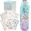 Decorate Your Own Water Bottle Kit for Girls, Ages 5-10, Birthday Craft Set (Green Purple Gradient)