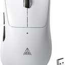 SOLAKAKA SM805 Lightweight Wireless Gaming Mouse,24000 DPI,Tri-Modes Connection,BT5.0/Type-C Wired/2.4G Wireless Mouse Gaming with 2 Side Buttons, Engineering Grip Custom Mouse for Gamer,White