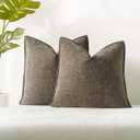 2 Chocolate Brown Decorative Throw Pillow Covers 22x22 Cozy Soft Chenille Accent Vintage Square Couch Pillow Covers for Home Decor Bed Sofa Living Room