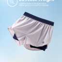 PATPAT Girls 2-in-1 Shorts, Ultra-Light Quick-Dry Active Shorts with Bamboo Viscose Liner for Kids Soccer Dance Biker Sports (Gray, L)