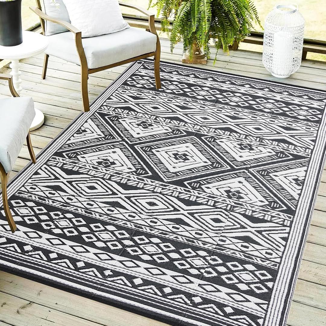 YONILE Outdoor Rug 9x12 ft Waterproof, Reversible Outdoor Plastic Straw Rug for Patios Clearance, Outdoor Area Rug Carpet RV Mat for Camping Backyard Deck Porch