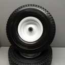GICOOL 15x6.00-6 Flat Free Lawn Mower Tire and Wheel, 15x6-6nhs Riding Mowers Lawn Tire and Wheel with 3/4" Bearing, 3" Centered Hub, 2 Pack