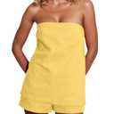 MISSACTIVER Women’s 2 Piece Lounge Set Linen Strapless Tube Top Backless Side Slit Button Casual Matching Shorts Sets, Size: Medium