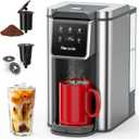 Single Serve Coffee Maker for K-Cup Pod and Grounds, Hot and Iced Coffee Maker, Stainless Steel Coffee Maker, Strong Button Feature, 6 to 14oz Brew Sizes, 50oz Removable Tank, Up to 6.5 Inch Cup, Grey