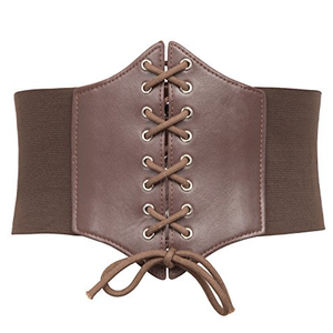 Women Faux Leather Corset Waist Belt Elastic Wide Underbust Corset Lace-up Steampunk Waspie Belt For Halloween