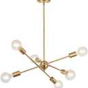 BONLICHT Modern Sputnik Chandelier Lighting 6 Lights Brushed Brass Chandelier Mid Century Pendant Lighting Gold Ceiling Light Fixture for Hallway Bar Kitchen Dining Room