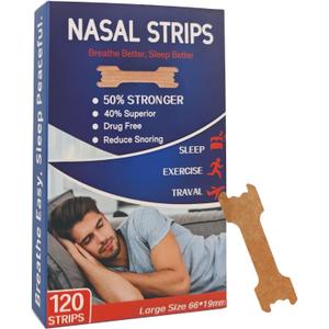 Nasal Strips - 120 Count Nasal Strips for Snoring, Extra Strength Tan Nasal Breathing Strips to Improve Sleep, Instant Nasal Congestion Relief Caused by Colds & Allergies