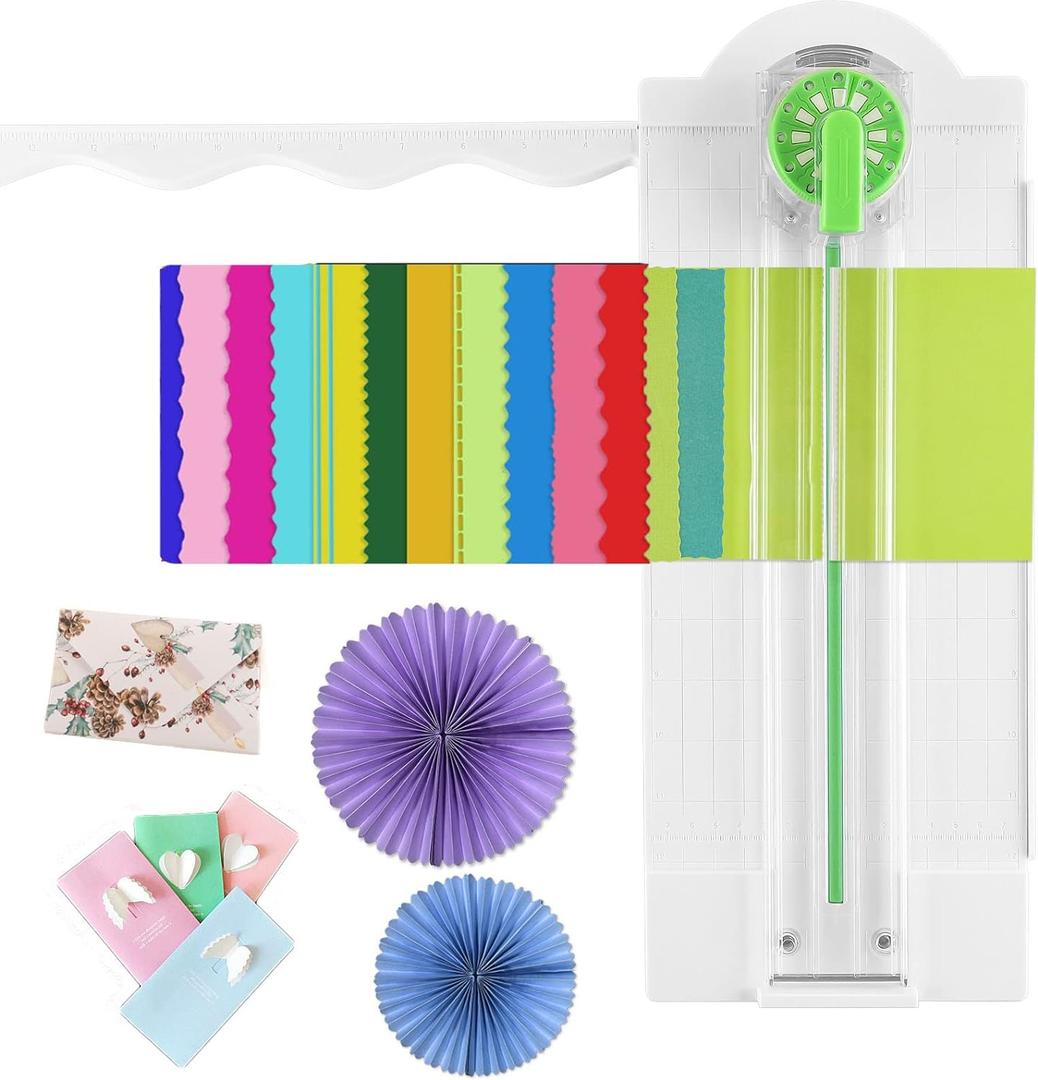 12-Shapes in 1 Craft Paper Edge Cutter,Paper Dial Trimmer Dial Trimmer With Measurements Paper Cutter Machine for Scrapbooking Decorative Wave Edges Cutting Tool Zig Zag Cutting Tool for Photo Card