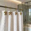 Gold Bow Knot Shower Curtain Hooks, 12PCS Rust Proof Shower Curtain Rings for Bathroom, Metal Decorative Shower Curtain Hangers Bathroom Accessories
