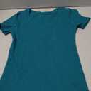 PALINDA Women's Short Sleeves Ribbed Fitted Shirt Basic V Neck Slim T Shirt Tops , Size Medium