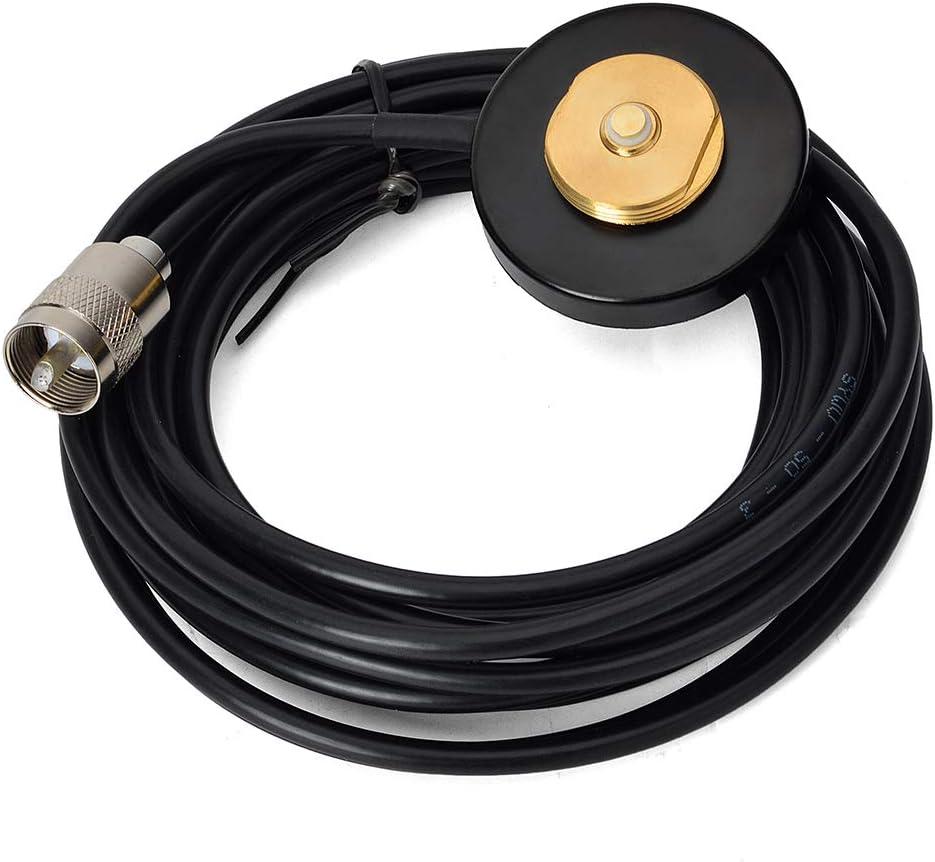 55mm Mini NMO Magnet Antenna Mobile Radio Base, Low Loss W/5M RG58 Coaxial Cable PL-259 Plug for Vehicle Car Truck CB/HF/VHF/UHF Magetic Antennas