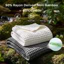 Bedsure Cooling Cotton Waffle Full Size Blanket - Lightweight Breathable Blanket of Rayon Derived from Bamboo for Hot Sleepers, Luxury Throws for Bed, Couch and Sofa, Dark Grey, 80x90 Inches