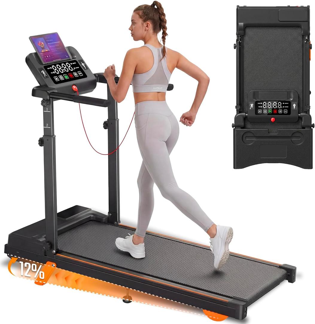 Walking Pad Treadmill for Home Small, 3.5HP Foldable Under Desk Treadmill with Incline, Compact Running Machine with Handle Bar for 350 Lbs Capacity