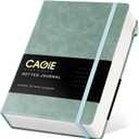 CAGIE Bullet Dotted Journal Notebook 320 Pages 100 GSM Paper Hardcover B5 Dot Grid Notebook Leather Journals for Writing Women Men Work Journaling, Green