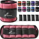 Sportneer Adjustable Ankle Weights Set - 1 Pair (2-10 lbs) Removable Sandbags for Women & Men, Comfortable Neoprene Leg Weights for Walking, Running, Pilates, Yoga, Home Workout & Physical Therapy (Peach Pink)