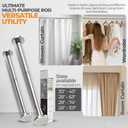 Silver Shower Curtain Rod Spring Tension, Stainless Steel Tension Curtain Rods No Drilling Required, Rust Free Shower Rods for Bathroom, Non-Slip Shower Tension Rod, Adjustable Curtain Rod (28 - 74)