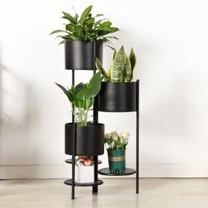 SSS Furniture Corner Plant Stand Indoor Metal, 6 Tier 6 Potted Outdoor Flower Pot Stands Holder Shelves for Living Room, Potted Storage Shelf Rack, Decorative Holder Rack for Multiple Plants (Black)
