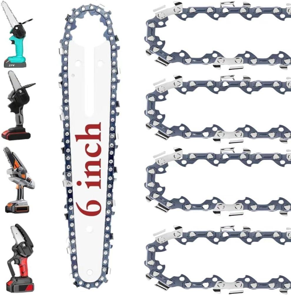 5 Pack 6 Inch Mini Chainsaw Chain 37 Drive Links 1/4LP .043, 6 Inch Replacement Chains for Cordless Electric Portable Mini Chainsaw For Pruning Shears Wood Cutting