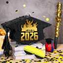 HyDren 16 Inch Graduation Piata 2026 Class of 2026 Graduation Cap Piata with Blindfold Bat and Confetti for College Middle School Elementary Congrats Grad(black gold,Elegant Style)