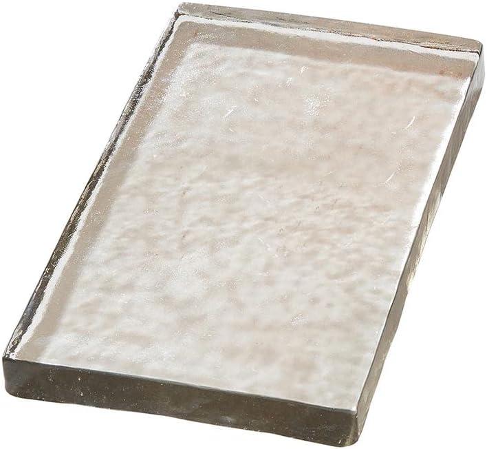 47th & Main Recycled Glass Appetizer Tray Serving Board, 12" L x 7" W x 1" H, Clear/Textured