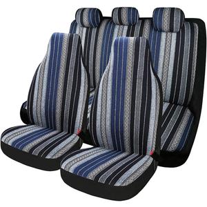 Baja Saddle Blanket Car Seat Covers 7PCS Full Set, Breathable and Washable Striped Woven Automotive Vehicle Seat Cover Universal for Sedan, SUV, Truck, Airbag Compatible