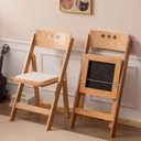 Wooden Folding Chair with Soft Cushion, Simple and Stylish, Comfortable and Durable, Suitable for Weddings, banquets and Events, 2 Sets, high backrest NaturalLinen pad