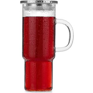 BTaT Glass Coffee Tumbler, 28 oz, Iced Coffee Cups with Stainless Steel Lids