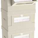 Large No Smell Storage Bins with Lids - Fabric Storage Bins with Handles for Living Room, Foldable Closet Organizers with Window for Clothes, Towels(3 Pack, Beige)