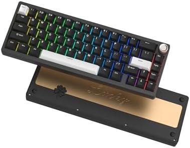 Womier SK65 Wireless Mechanical Gaming Keyboard, 60 Percent Retro Creamy Aluminium Keyboard, Bluetooth 5.0/2.4GHz/USB-C Wired Hot Swappable Custom RGB Backlit for Mac Computer PC (Black)