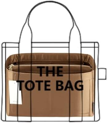 Purse Organizer Insert For Handbags, Purse Organizer With Zipper, Neverfull Organizer, Bag Organizer For Speedy Neverfull ONTHEGO Tote, Handbag and More (Silky Brown, Large)
