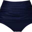 COCOPEAR Women's High Waisted Full Coverage Bikini Bottom Ruched Bathing Suit Bottoms for Women Tummy Control Swim Bottoms M