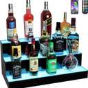 MESAlLUP Acrylic 24 Inch 3 Tier LED Liquor Bottle Display Shelf, Lighted Bar Shelves with APP or Remote Control, Mulit Color Lighting for Home Mini Bars Decor, Restaurants & Party Use