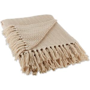 DII Chevron Throw Collection Handloomed Cotton, 50x60, Stone