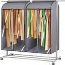 MISSLO 43" Hanging Garment Bags for Hanging Clothes Fully Enclosed Coat Bags for Closet Storage Clothes Cover with Large Clear Window and 3 Zippers (Rack not included), 2 Packs