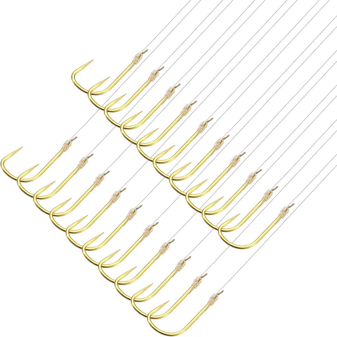 PATIKIL Small Fishing Hooks with Line Double Hook Rigs Fishing Hook on Nylon Line for Freshwater (36cm)
