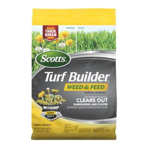 Scotts Turf Builder Weed and Feed5, Weed Killer Plus Lawn Fertilizer, Controls Dandelion and Clover, 4,000 sq. ft., 11.32 lbs.