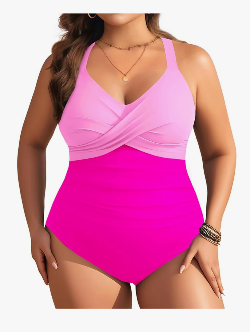 Aqua Eve Plus Size One Piece Swimsuit - Women's Tummy Control Bathing Suit Retro Full Coverage Swimwear 2025, 22W