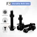3/8-16 x 4 Hex Head Screws Bolts, Nuts, Flat & Lock Washers, Fully Threaded, Stainless Steel 18-8, Black Finish, 4 Sets