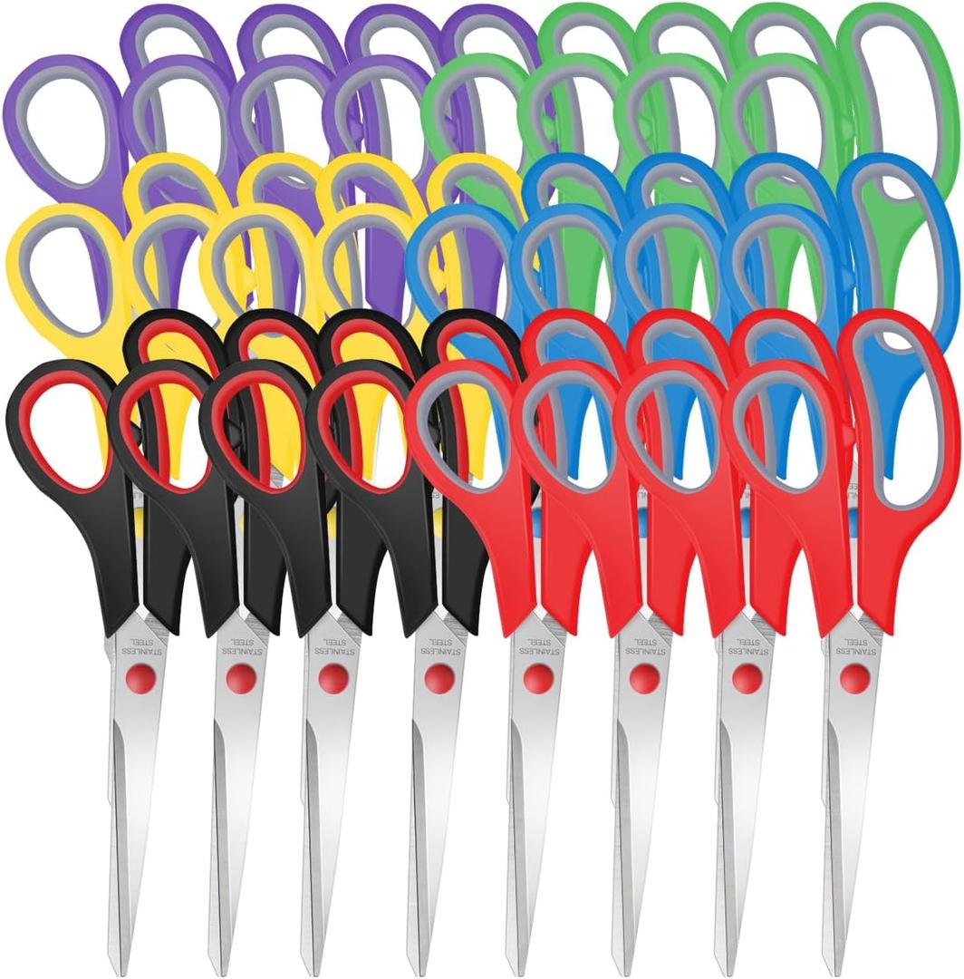 24 Packs Sewing Craft Scissors Bulk,8" Multipurpose Heavy Duty Sharp Scissors,Stainless Steel Shears for Home Office Student Supplies