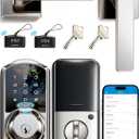 Veise VE07-L Fingerprint App Control Smart Locks with Heavy-Duty Zinc Alloy Handles, Keyless Entry for Front Door, Digital Electronic Touchscreen, Auto Lock, Waterproof, Easy Install, Satin Nickel